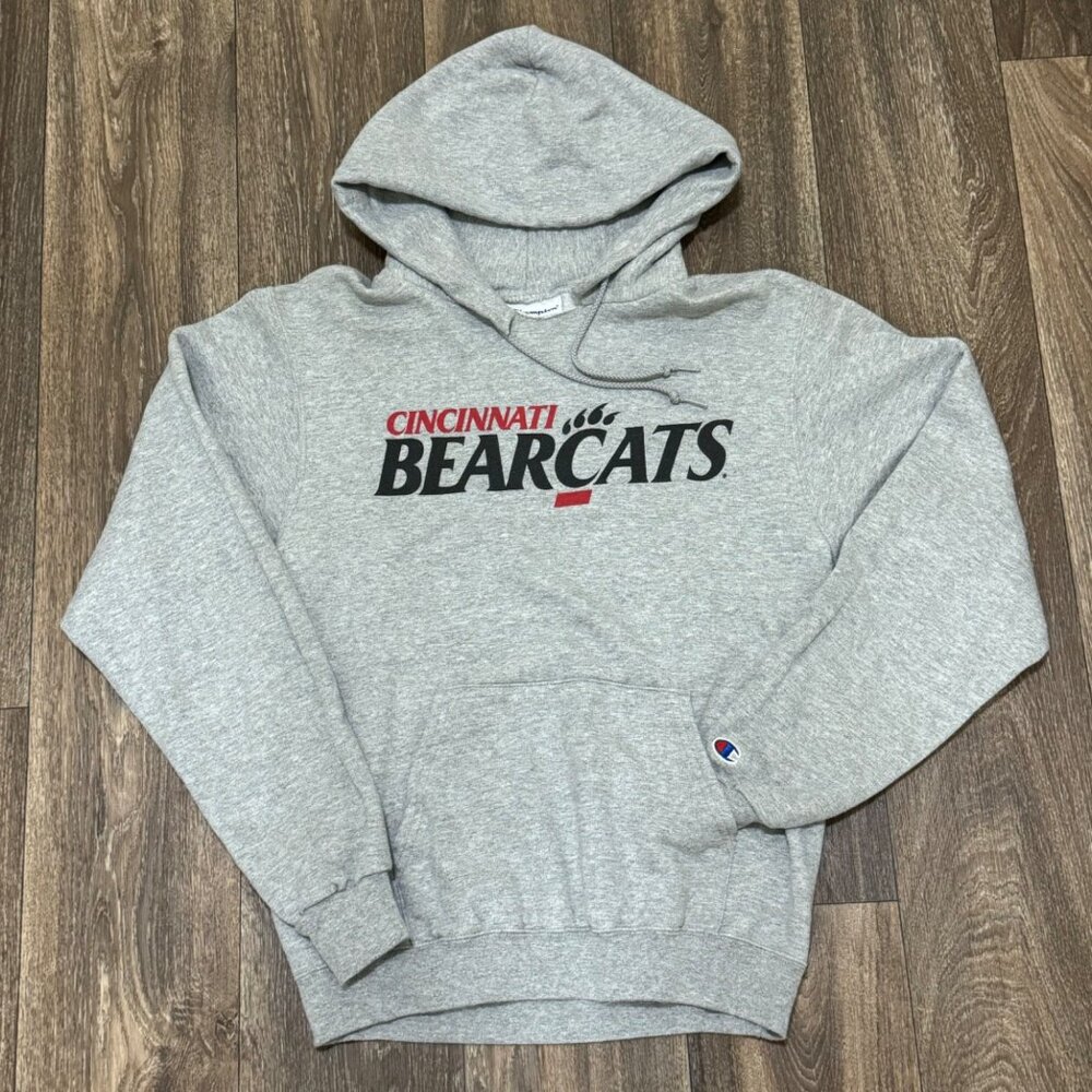 VTG Champion Cincinnati Bearcats Hoodie Men's Small Gray Sportswear Y2K 00s